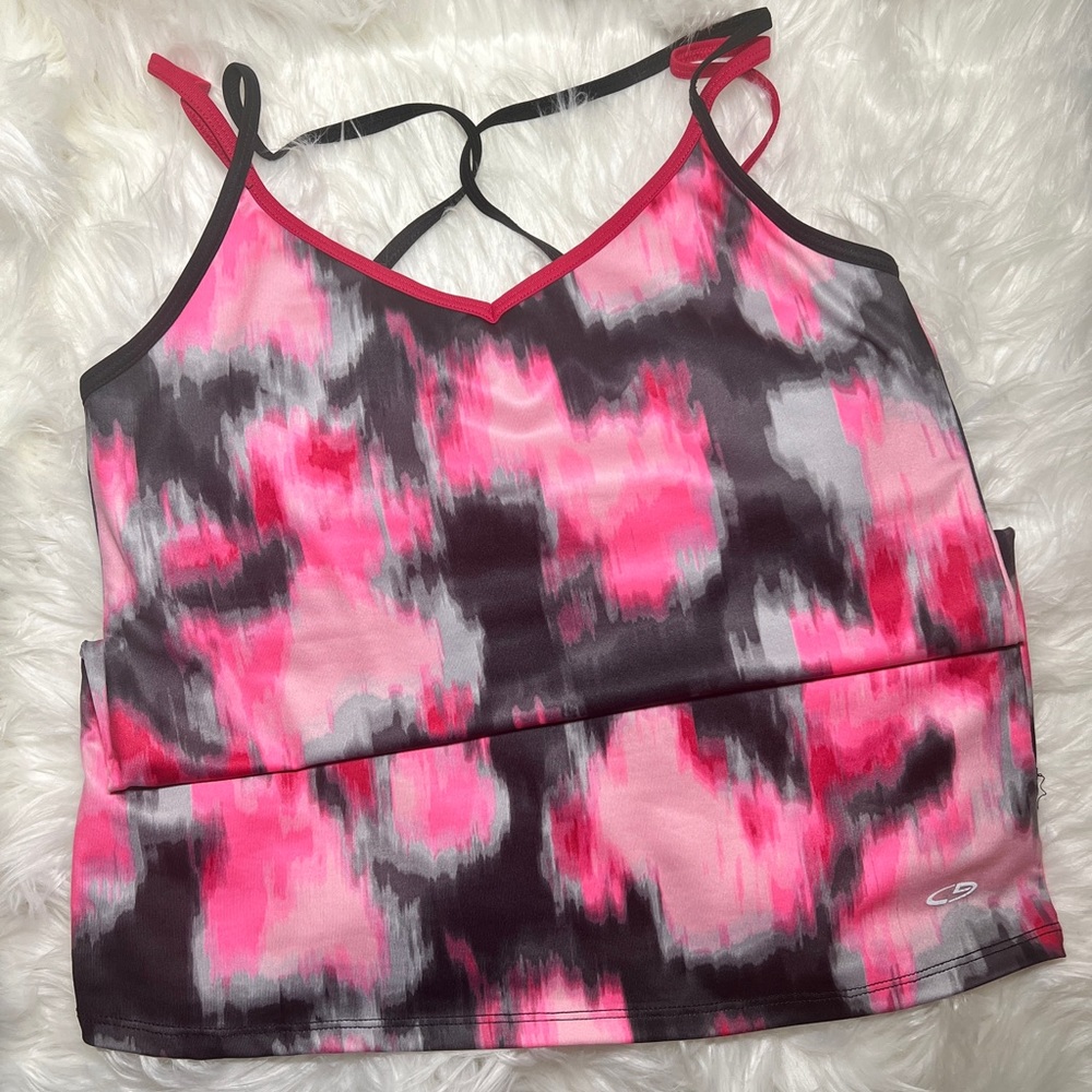C-9 by Champion Women’s Fuchsia & Charcoal Abstract Print Athleticwear Tank!